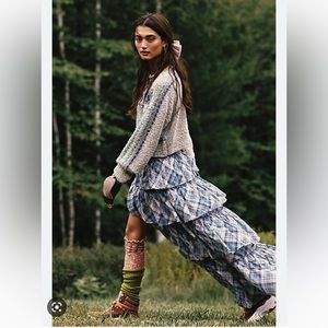 Free People plaid maxi skirt